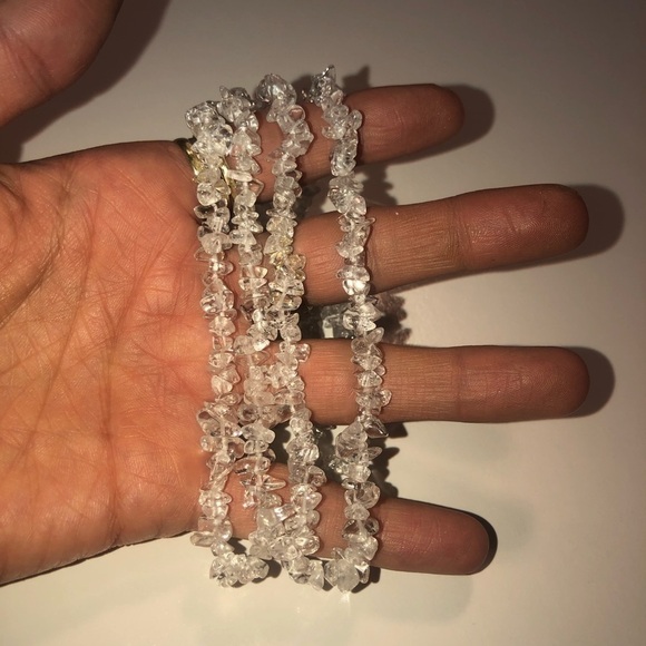 CLEAR Rock Crystal Real Stone Beaded Endless Necklace No Clasp 34” - Picture 5 of 6